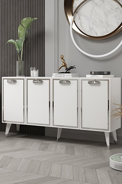 8221-32CT KB150 KONSOL,TV ÜNİTESİ BEYAZ-GÜMÜŞ