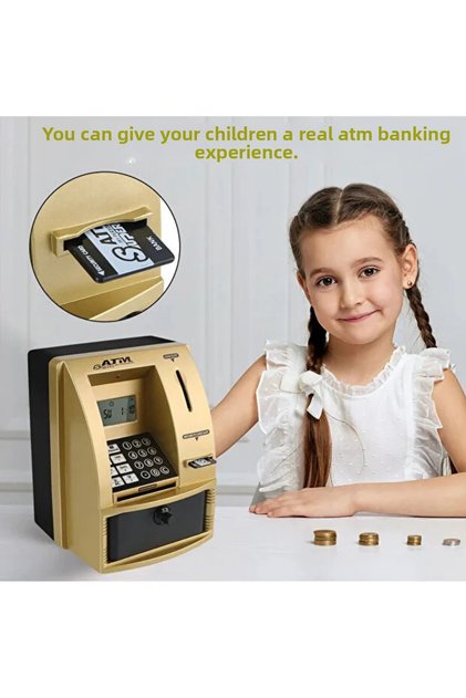 Password Piggy Bank Atm Shaped Educational Calculator Voice Command Lcd Display Clock Calendar Alarm