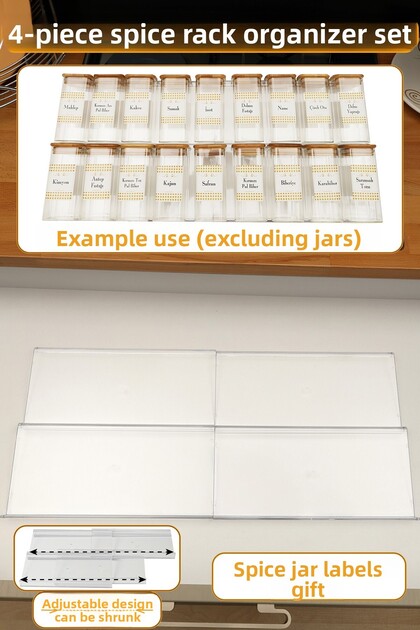 4 Piece Drawer Interior Spice Organizer Stand 30.5 Cm X 13cm (JARS NOT INCLUDED) Z305