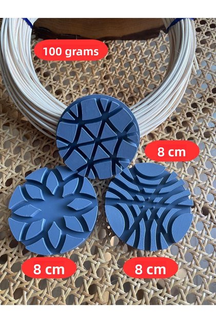 Rattan Core Natural Bamboo Stick 2 mm 100 Gr and 3 Pieces of 8 cm Small Size, Rattan Knitting Mold 2 in 1