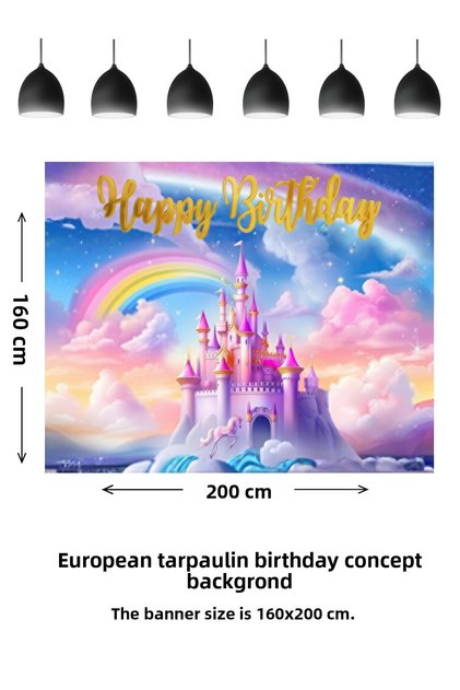 Princess Castle Concept Photography Background Decoration Birthday Banner 160X200 cm