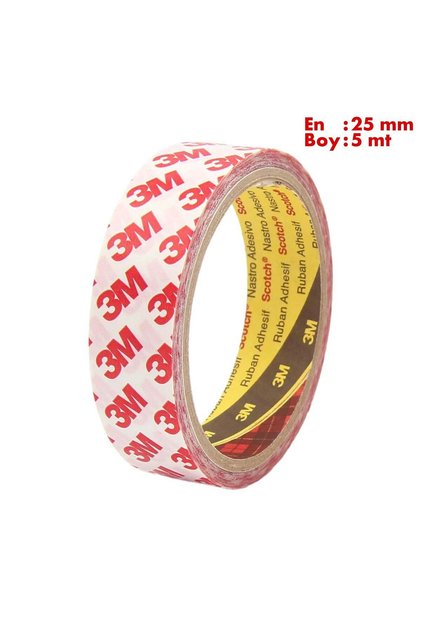 9088 Akrilik Şeffaf Çok Güçlü Çift Taraflı Bant En:25mm Boy:5mt