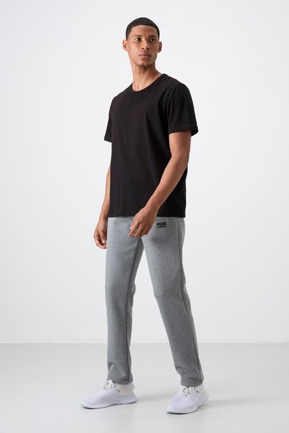 Carlo Gray Melange Padded Men's Tracksuit Bottom - 84942