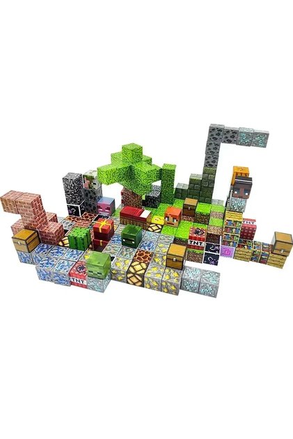 Cuburi Magnetice compatibile Minecraft, Set 100 Piese