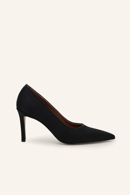 Siyah Saten Millie Stiletto Ayakkabı