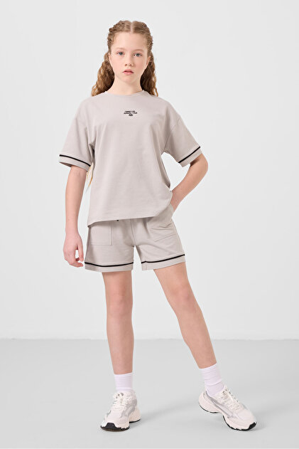 TOMMY LIFE Taş Pamuklu Yumuşak Dokulu Standart Fit Basic Kız Çocuk