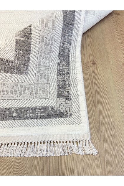 Arora 64879-095 Gri Dokuma Taban Çerçeveli Üst Kalite Sık Dokuma Premium Seri Modern Salon Halısı