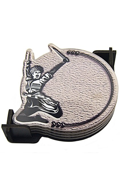Set of 4 Coasters - with Caucasian Circassian Kamal Man Figure