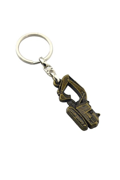 Excavator Antique Yellow Machinery Relief Vehicle Keychain