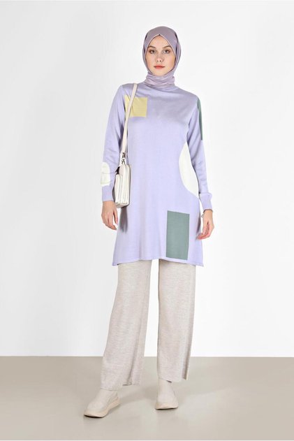 PATTERNED FISHER COLLAR KNITWEAR TUNIC 42035