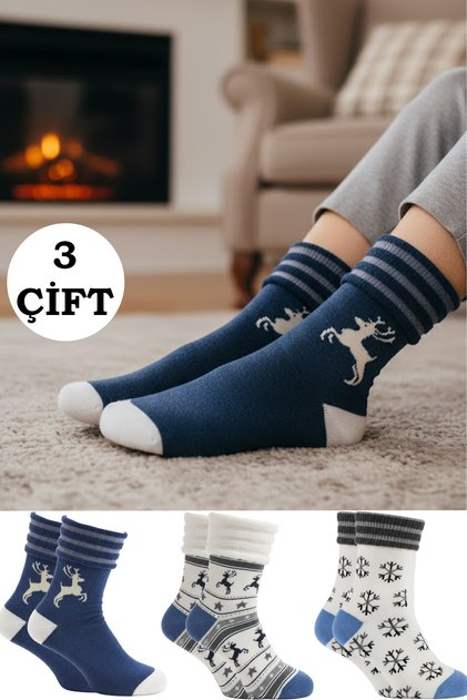 Women's Towel Cotton Winter Socks Multi-Colored 3-Pack
