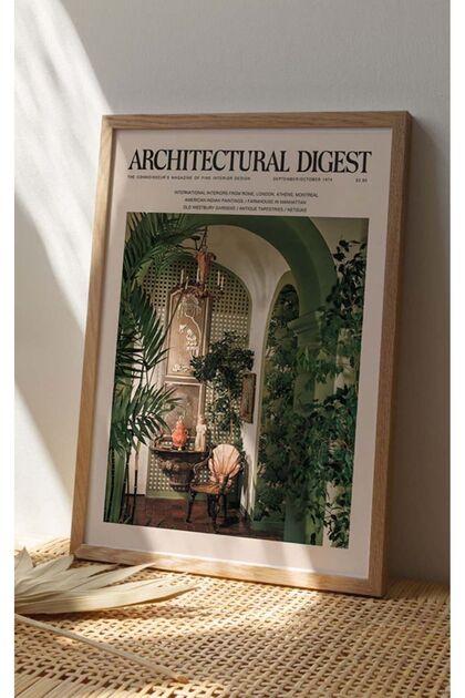 Kağıt Poster Architectural Digest 1974 Mimari Dergi Bohem Botanik Dekorasyon Oda 30x42 Cm