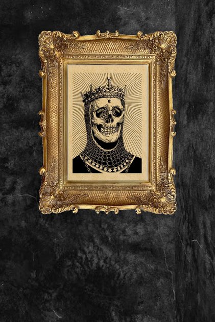 Kağıt Poster Rustik Gotik Kurukafa Iskelet Kral Skeleton Portre Kuşe Kalın