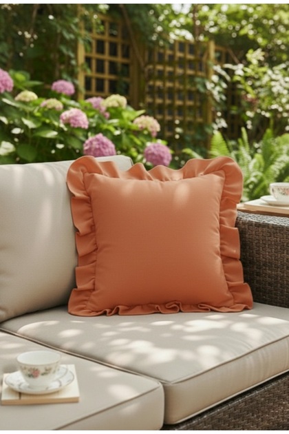 Milan Ruffled Kirlent Cover Square Bohemian Tiles