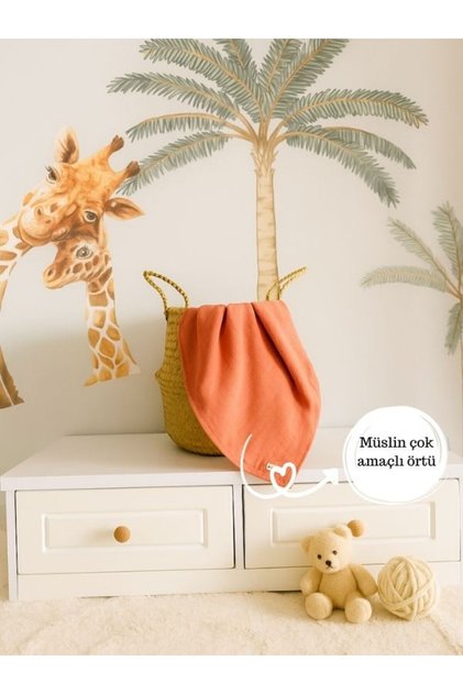 Brick Color Muslin Blanket Muslin Baby Blanket Unisex Plain 75*75