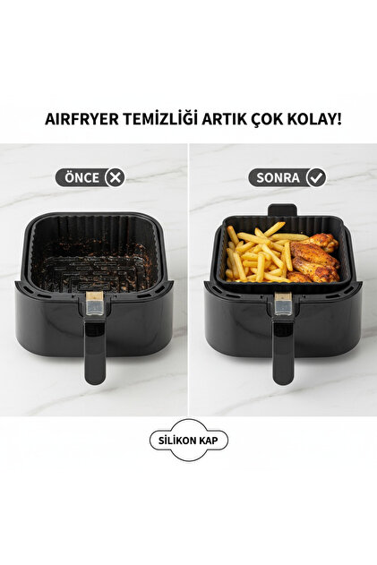 Flosoft Onikiden Yanmaz Yapışmaz Airfryer Silikon Kare Pişirme