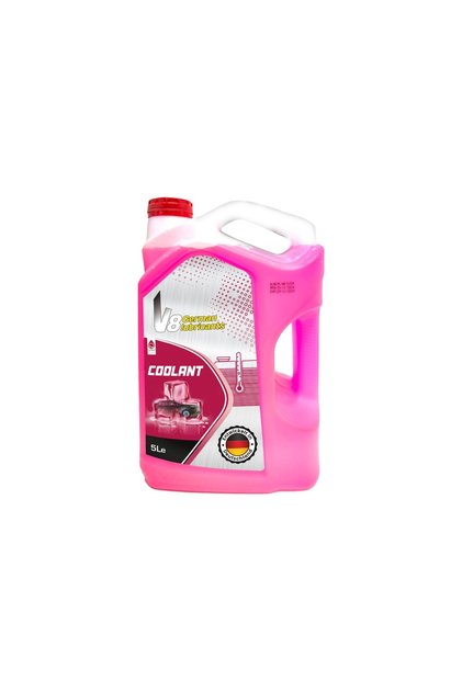 V8 German Lubricants Pink Radiator Coolant 5L – Long Life Antifreeze for Cars – Ready to Use Formula