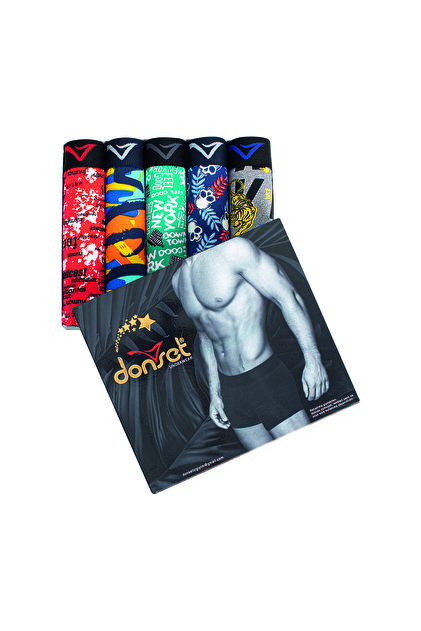 Men's Patterned Oversized Boxers - Pocket in 5 Special Box Special Pack