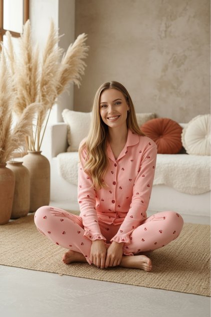 Bürümcük Long Sleeve Pajama Set - Pink