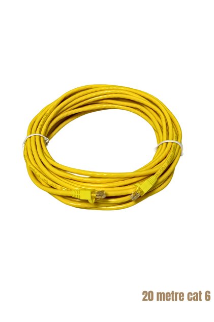 20 Meters Yellow Color Cat6 Internet Computer, Modem, Ip Camera Rj45 Ethernet Patch Cable