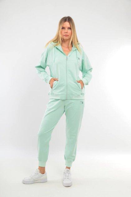 Ribbed Hooded Plus Size Women's Sweat Set 21649