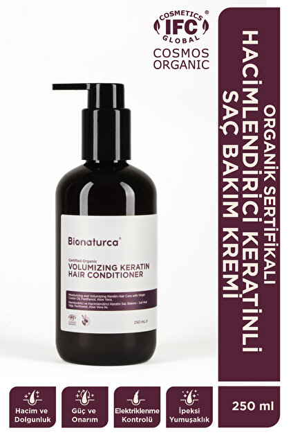 Organik Sertifikalı Hacimlendirici Keratinli Saç Bakım Kremi 250 ml