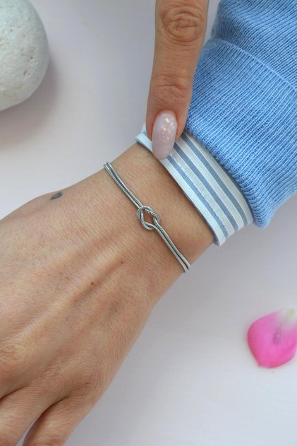 Knotted Intention Bracelet – Stainless Steel, Adjustable, Unisex Italian Model