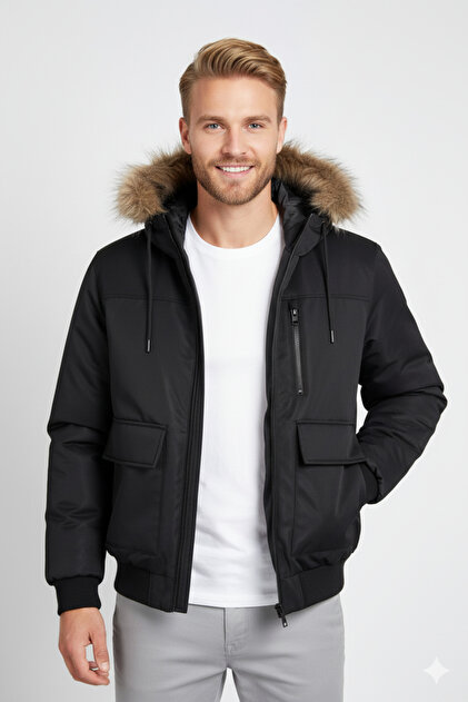 Jack & Jones JJCHARLIE DETACHABLE FAUX FUR BOMBER Erkek Kürklü