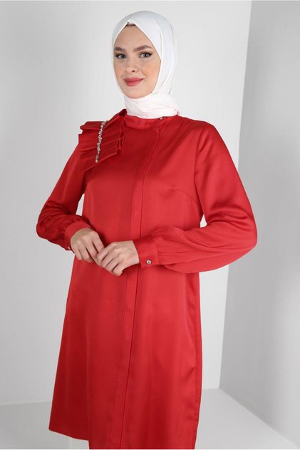 RIFFIR DETAIL STONE SATIN TUNIC 43838