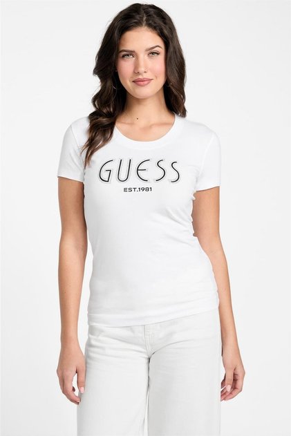 Jersey Kadın Slim Fit T-Shirt Beyaz