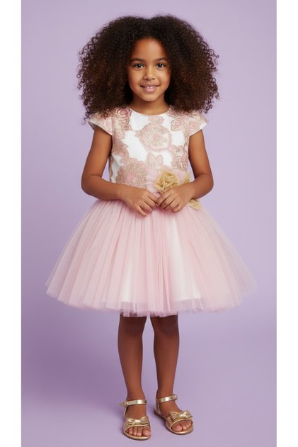 Girl's Dress with Tulle Puffy Skirt