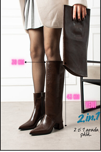 Nana Dust Cover Detailed Toe Buckle Belt Accessory 7 cm Heel Zipper Boots
