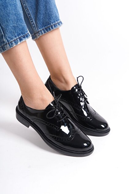 Leather Oxford Black Oxford Flats The Row Kay Oxford Black Lace-up Flats Savannahs