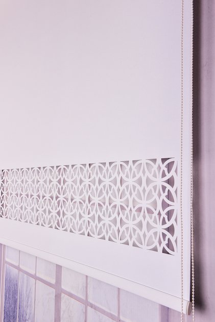 Dairesel Lazer Kesim Modern Stor Güneşlik Perde Ekru