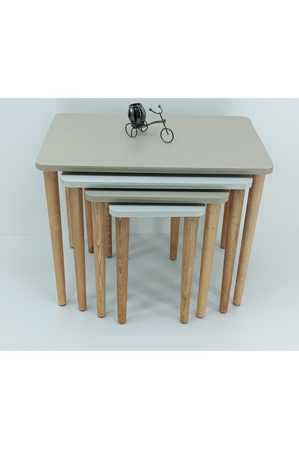COTON BEJ& GRİ MDF LAM ZİGON SEHPA