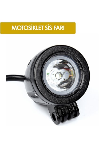 Su Geçirmez Motosiklet Sis Farı Beyaz Güçlü LED Far Odaklamalı Yuvarlak LED (1 Adet)