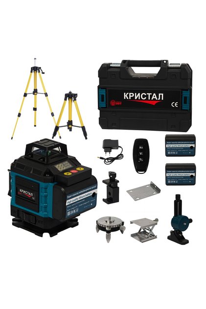 Nivelă laser profesională DDT-KRISTAL 16 linii 4D, verde, cu 2 baterii Li-Ion, telecomandă, trepied
