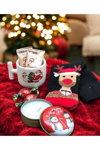 New Year's Gift Set New Year's Themed Mug Socks Candle New Year's Gift Happy New Year with Your Loved Ones
