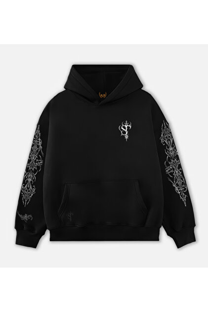 Karakedi Harajuku Gothic Skull Vintage Fermuarlı Siyah Sweatshirt