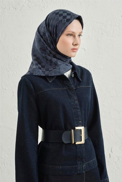 Jakarlı İpek Pamuk Dama Eşarp 26 02