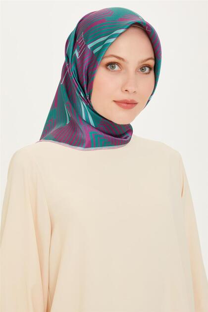Geometric Patterned Sura Pure Silk Scarf 9218D 39