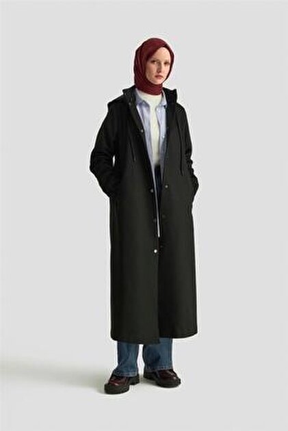 Armine Ribanalı Kaşe Manto 25KT1709 Siyah - Fiyatı, Yorumları