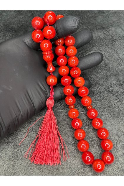 Large Size Rope Tasseled High End Moire Crimped Amber Prayer Beads