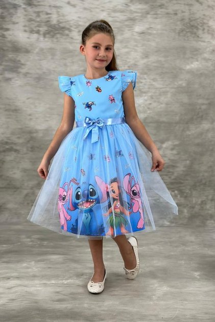Super Concept Girl's Crepe Evening Dress with Tulle Puffy Skirt-Party-Birthday Dress