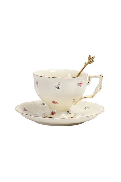 Porcelain Tea Cup And Saucer Set, 8250 Ml Ceramic Coffee Mug With Saucer And Spoon, Coffee Cup,Perfect for Living Room Decoration & Tea Party, Includes Tea Spoon