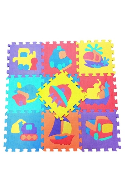 Covoraș puzzle din spumă EVA cu mașini, nave spațiale și animale