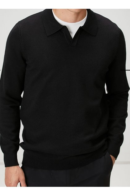 Men's Buttonless Polo Neck Top Quality Knitwear Sweater