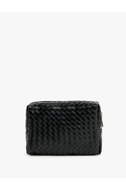 Zippered Knitted Patterned Makeup Bag