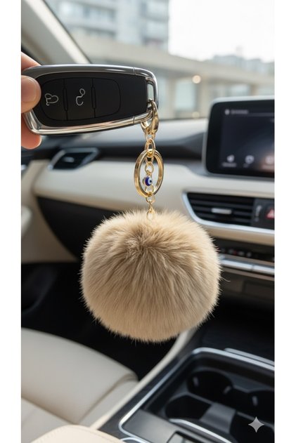 Plush Fluffy Pompom Puff Camel Furry Home Office Car Phone Wallet Bag Keychain