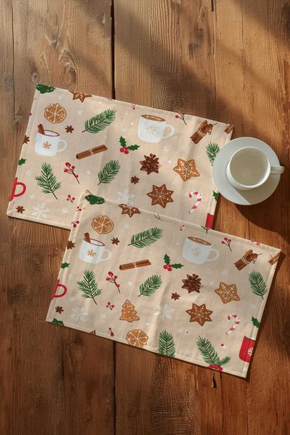 Set of 2 Christmas American Servies – 30X45 cm Christmas and Winter Patterned Fabric Set